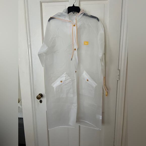 Amazon TPU Clear Transparent Hooded Raincoat Jacket Poncho - large - Picture 2 of 9